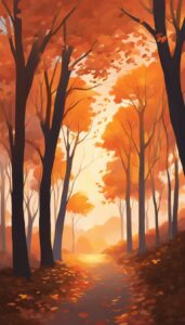 autumn sunset illustration background