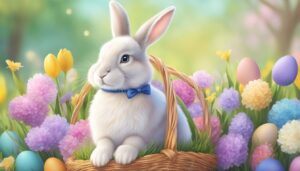 easter bunny with basket illustration background