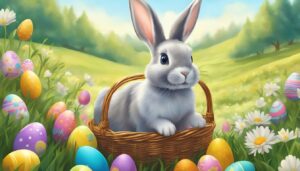 easter bunny with basket illustration background