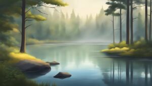 forest lake illustration background