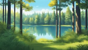 forest lake illustration background