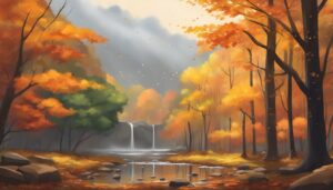 forest rain autumn illustration background