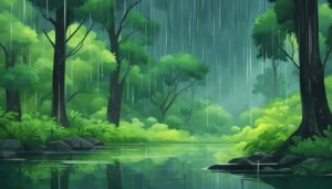 green forest rain illustration background