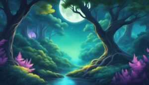 magic forest at night illustration background