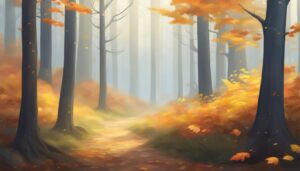 misty forest autumn illustration background