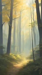 misty forest morning illustration background