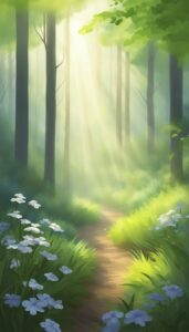 misty forest spring illustration background