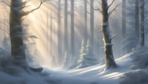 misty forest winter illustration background