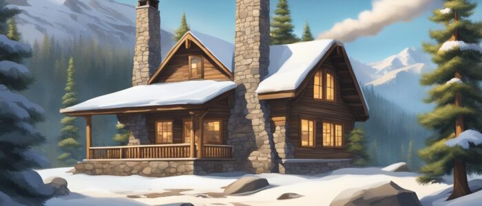 mountain cabin illustration background