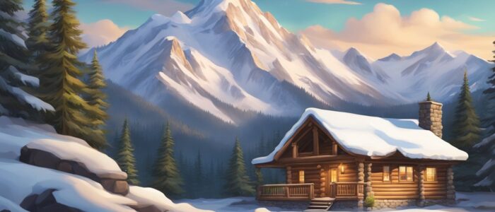 mountain cabin illustration background