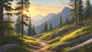 mountain hiking trail illustration background