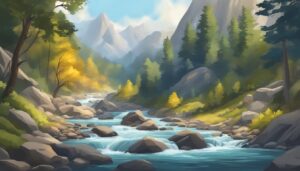 mountain river illustration background