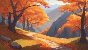 mountain trail autumn fall illustration background