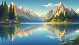 mountains lake illustration background