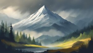 mountains rain illustration background