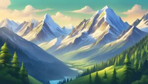 mountains river illustration background