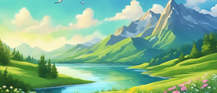 mountains spring illustration background