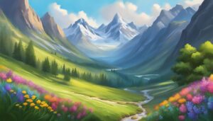 mountains spring illustration background