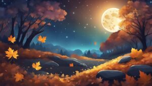 night autumn illustration background