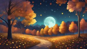 night autumn illustration background
