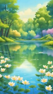 spring lake illustration background