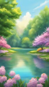 spring lake illustration background