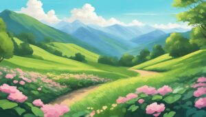 spring mountains illustration background