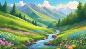 spring mountains illustration background