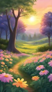 spring sunset illustration background