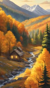 vintage mountain autumn illustration background
