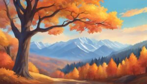 vintage mountain autumn illustration background