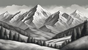 vintage mountain black and white illustration background