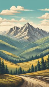 vintage mountain illustration background