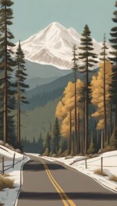 vintage mountain road illustration background