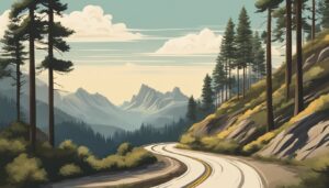 vintage mountain road illustration background