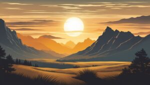 vintage mountain sunset illustration background