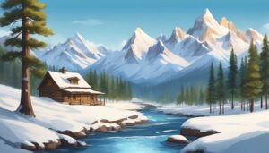 vintage snow winter mountain illustration background