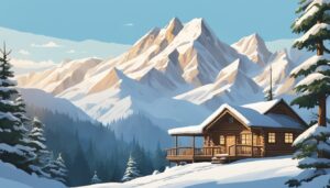 vintage snow winter mountain illustration background