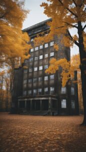abandoned place autumn aesthetic background