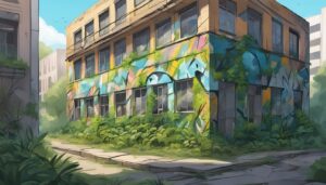 abandoned place graffiti illustration background