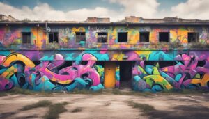 abandoned place graffiti illustration background