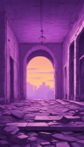 abandoned place purple aesthetic illustration background