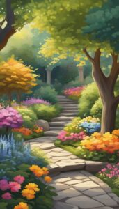 autumn secret garden aesthetic background illustration