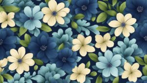 blue and white flowers aesthetic background illustration