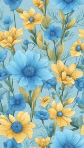blue flowers aesthetic background illustration