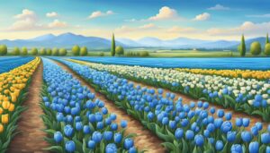 blue tulips aesthetic background illustration