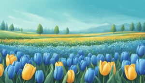 blue tulips aesthetic background illustration