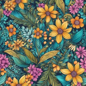 boho floral pattern background illustration