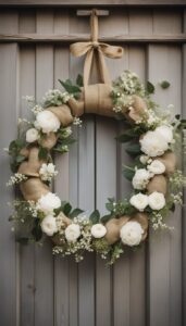 Burlap Wedding Wreath Idea Aesthetic