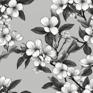 cherry blossom sakura pattern black and white background illustration